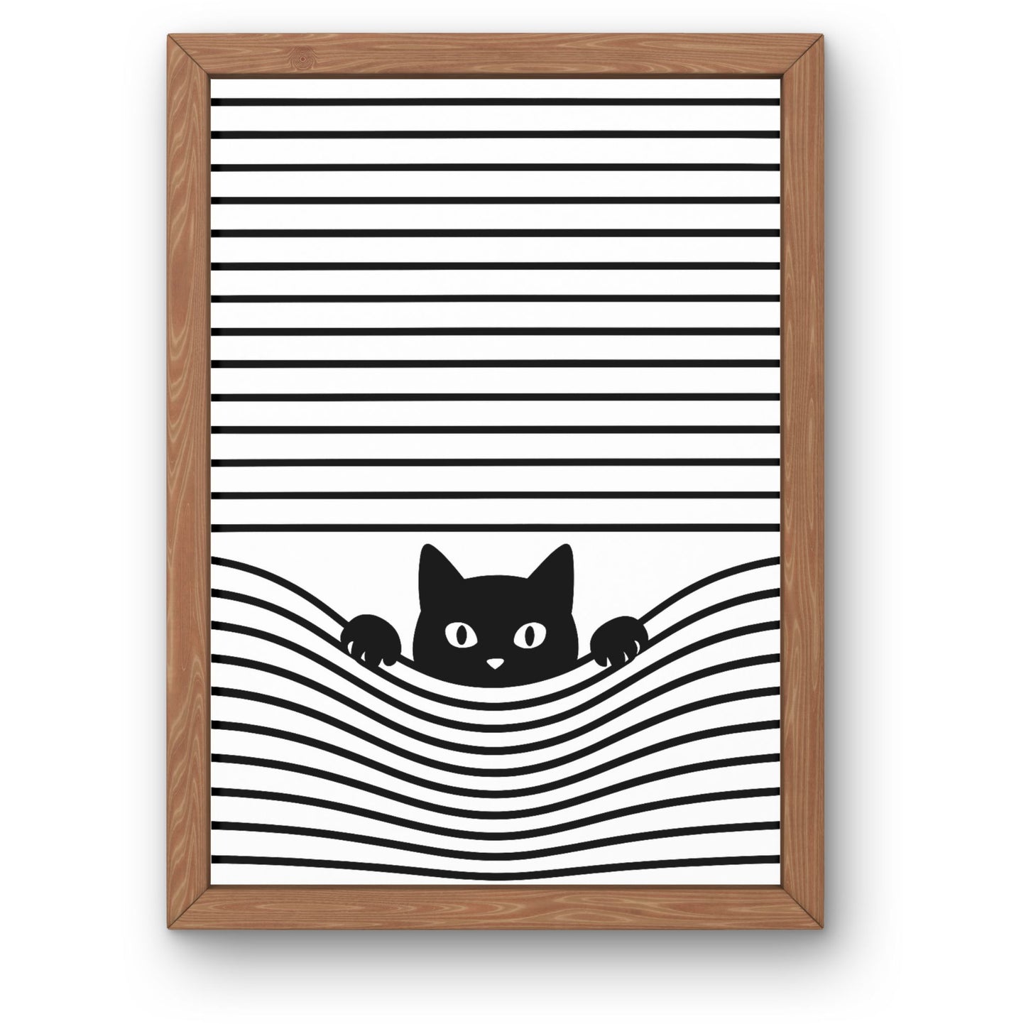 Peeking Cat – Minimalist Black and White Wall Art