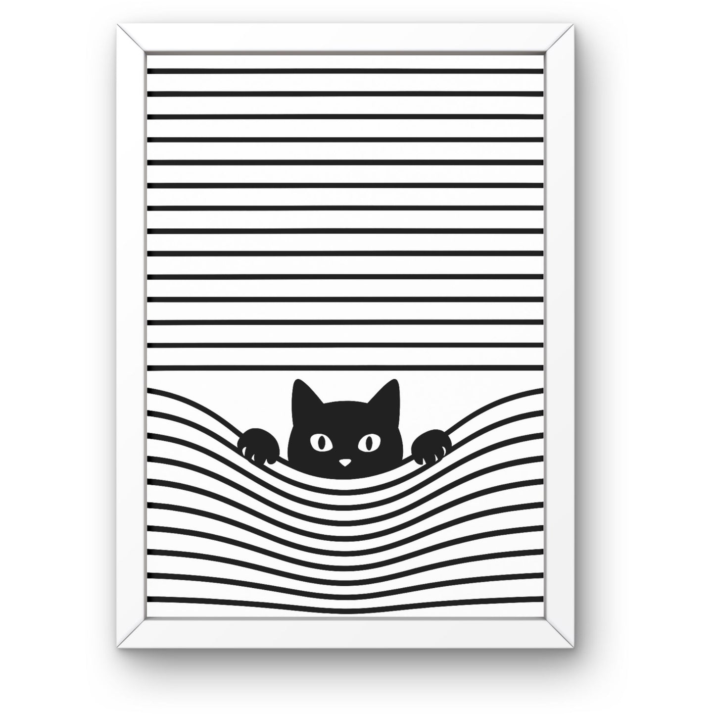 Peeking Cat – Minimalist Black and White Wall Art