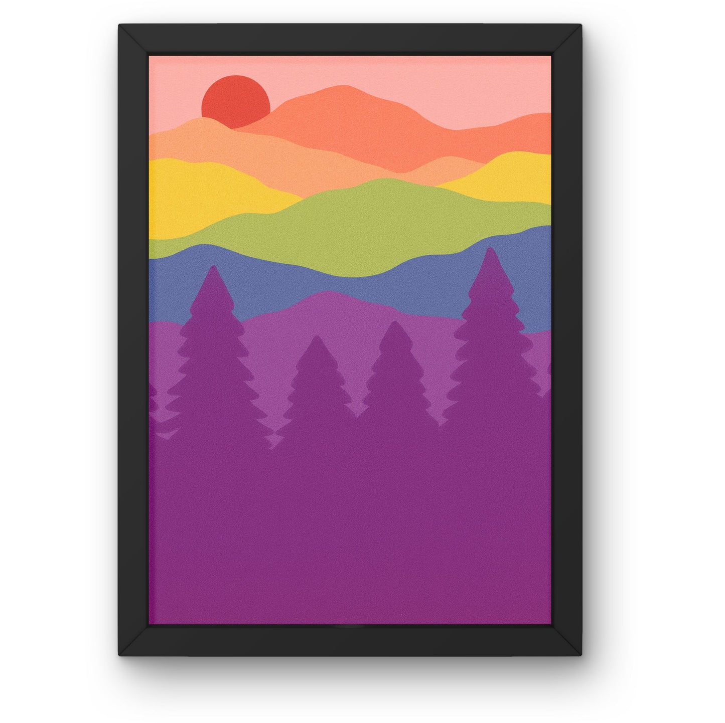 Rainbow Sunset Forest Framed Wall Art