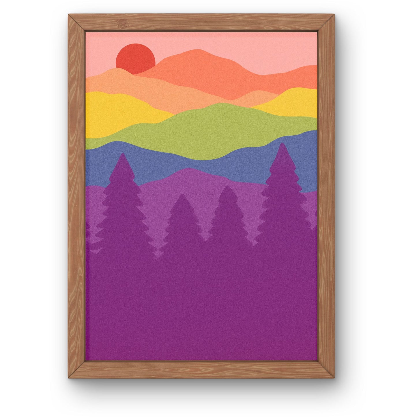 Rainbow Sunset Forest Framed Wall Art