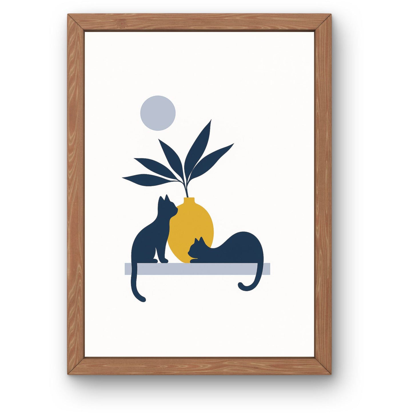 Minimalist Cats and Vase – Modern Abstract Framed Wall Art
