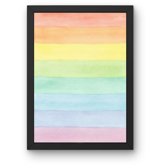 Pastel Rainbow Stripes Framed Wall Art