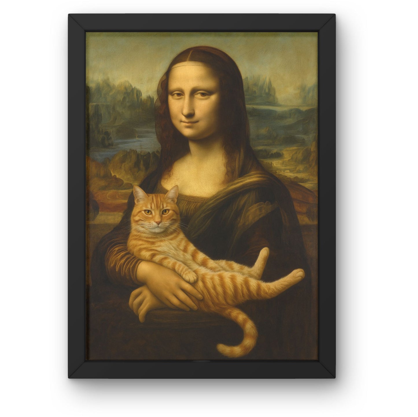 Mona Lisa with Cat – Renaissance Cat Framed Wall Art