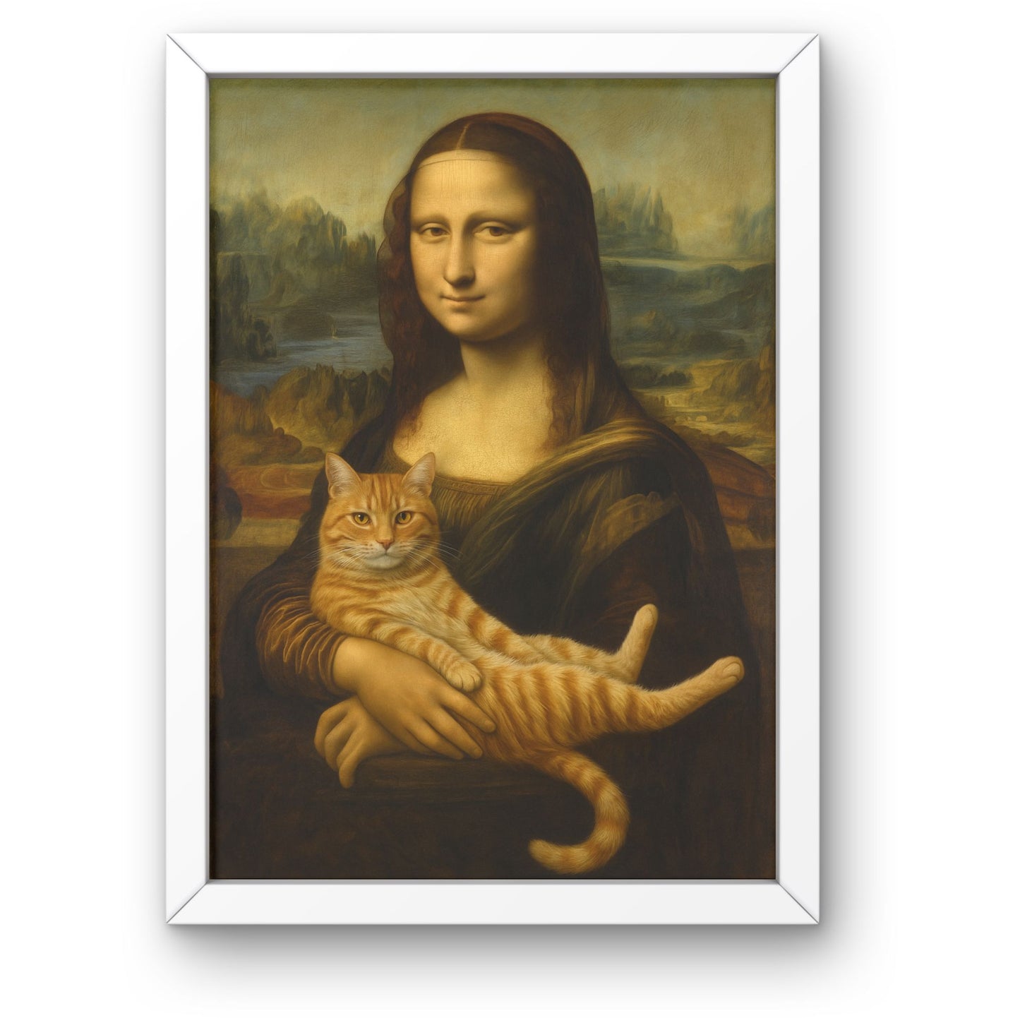 Mona Lisa with Cat – Renaissance Cat Framed Wall Art